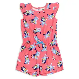 Walmart Bluey Polly Puppy Big Girls French Terry Sleeveless Romper Infant to Big Kid offer
