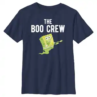 Walmart Boy's SpongeBob SquarePants Boo Crew Green Ghost Graphic Tee Navy Blue Small offer