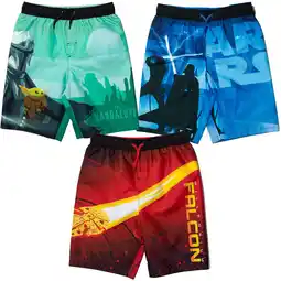 Walmart Star Wars Yoda Little Boys 3 Pack Swim Trunks Bathing Suits Little Kid to Big Kid offer