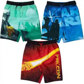 Walmart Star Wars Yoda Little Boys 3 Pack Swim Trunks Bathing Suits Little Kid to Big Kid offer