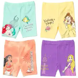 Walmart Disney Princess Moana Rapunzel Belle Big Girls 4 Pack Bike Shorts Toddler to Big Kid offer