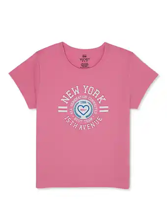 Walmart Pink Velvet Girls Graphic Short Sleeve Tee , Sizes 4-16 offer