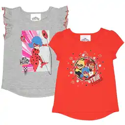 Walmart Miraculous Ladybug Cat Noir Rena Rouge Big Girls 2 Pack T-Shirts Little Kid to Big offer