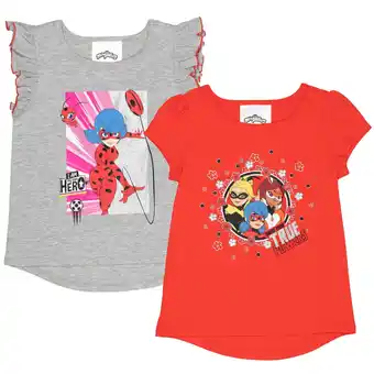 Walmart Miraculous Ladybug Cat Noir Rena Rouge Big Girls 2 Pack T-Shirts Little Kid to Big offer