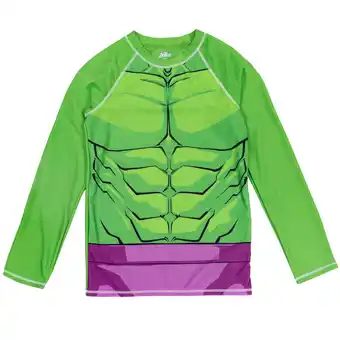 Walmart Marvel Avengers Hulk Toddler Boys Rash Guard Swim Shirt Toddler to Big Kid offer