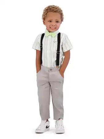 Walmart Tahari Toddler Boy Green Bow Tie & Suspender Pant Set, Size 2T-4T offer