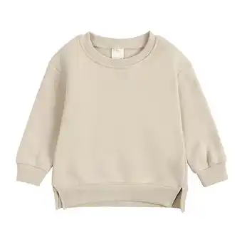 Walmart Cethrio Sweatshirts for Kids Boys and Girls Solid Plush Pullover Beige Sweatshirt Size 4-5 Years offer