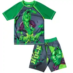 Walmart Marvel Avengers Hulk Little Boys Rash Guard and Swim Trunks Outfit Set Toddler to Big Kid offer