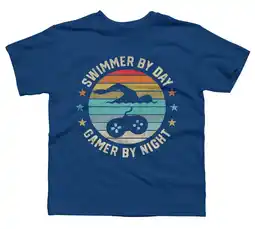 Walmart Swimmer Gamer Boys Royal Blue Graphic Tee - Design By Humans L offer