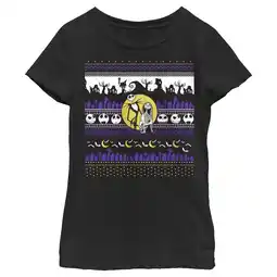 Walmart Girl's The Nightmare Before Christmas Jack and Sally Halloween Print Graphic Tee Black X Large offer