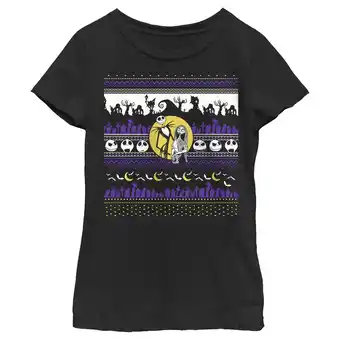 Walmart Girl's The Nightmare Before Christmas Jack and Sally Halloween Print Graphic Tee Black X Large offer