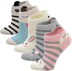 Walmart ZFSOCK Kids Girls Ankle Socks Low Cut Cotton Funny Novelty Animal Short Socks 5 Pairs offer