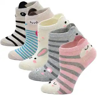 Walmart ZFSOCK Kids Girls Ankle Socks Low Cut Cotton Funny Novelty Animal Short Socks 5 Pairs offer