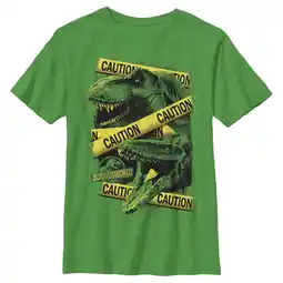 Walmart Boy's Jurassic World Fallen Kingdom Caution Tape Graphic Tee Kelly Green Medium offer