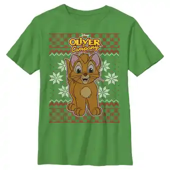 Walmart Boy's Oliver & Company Christmas Oliver Graphic Tee Kelly Green Medium offer