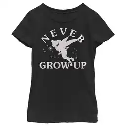 Walmart Girl's Peter Pan Tinker Bell Never Grow Up Silhouette Graphic Tee Black Small offer