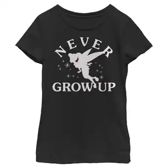 Walmart Girl's Peter Pan Tinker Bell Never Grow Up Silhouette Graphic Tee Black Small offer