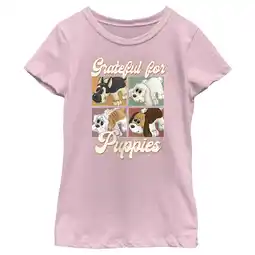 Walmart Girl's Pound Puppies Grateful for Puppies Graphic Tee Light Pink Medium offer