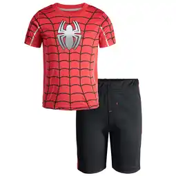 Walmart Marvel Avengers Spiderman Little Boys' Athletic T-Shirt & Mesh Shorts Set, Red (8) offer