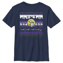 Walmart Boy's The Nightmare Before Christmas Jack and Sally Halloween Print Graphic Tee Navy Blue Large offer