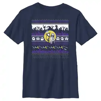 Walmart Boy's The Nightmare Before Christmas Jack and Sally Halloween Print Graphic Tee Navy Blue Large offer