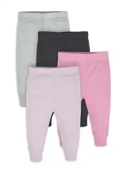 Walmart Gerber Baby Girls Active Pants, 4-Pack, (Newborn - 24 Months) offer