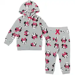 Walmart Disney Minnie Mouse Big Girls Fleece Zip Up Hoodie and Jogger Pants Set Toddler to Big Kid offer