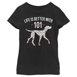 Walmart Girl's One Hundred and One Dalmatians Life is Better with 101 Graphic Tee Black Large offer