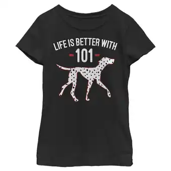 Walmart Girl's One Hundred and One Dalmatians Life is Better with 101 Graphic Tee Black Large offer