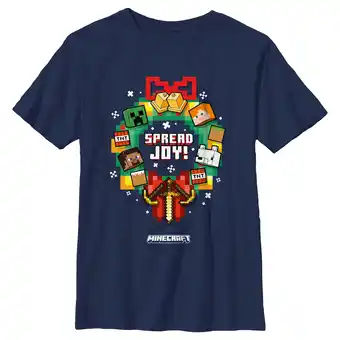 Walmart Boy's Minecraft Spread Joy Wreath Graphic Tee Navy Blue X Large offer
