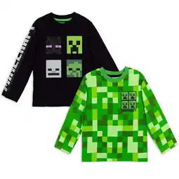 Walmart Minecraft Creeper Mobs Big Boys 2 Pack Long Sleeve T-Shirts Little Kid to Big offer