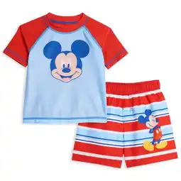 Walmart Disney Mickey Mouse Toddler Boys Rash Guard and Swim Trunks Outfit Set Infant to Toddler offer