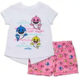 Walmart Pinkfong Baby Shark Toddler Girls French Terry T-Shirt Shorts Set Pink/White 5T offer