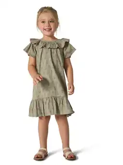 Walmart Modern Moments Toddler Girl Ruffle Neck Dress with Picot Stitch, Sizes 12M-5T offer