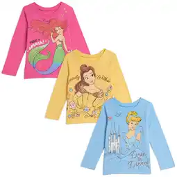 Walmart Disney Princess Belle Cinderella Ariel Little Girls 3 Pack Long Sleeve T-Shirts Infant to Big Kid offer