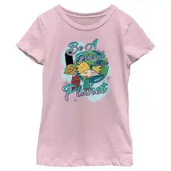 Walmart Girl's Hey Arnold! Befriend the Planet Graphic Tee Light Pink Medium offer