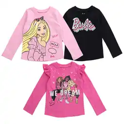 Walmart Barbie Toddler Girls 3 Pack Long Sleeve T-Shirts Toddler to Big Kid offer