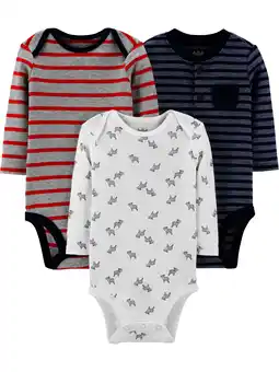 Walmart Carter's Child of Mine Baby Boy Long Sleeve Bodysuits, 3-Pack, Sizes Preemie-24 Months offer