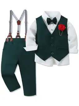 Walmart CARETOO Boy Clothes Suits Toddler Shirt Pants Outfit Gentleman Wedding 1-6 Years Cotton Fabric 3Pcs offer