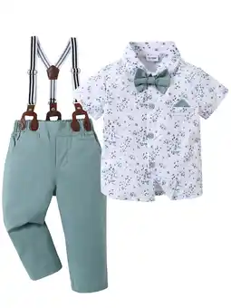 Walmart CARETOO Boy Clothes Suits Toddler Shirt Pants Outfit Gentleman Wedding 1-6 Years Cotton Fabric 3Pcs offer