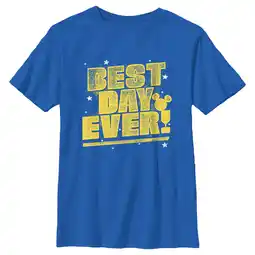 Walmart Boy's Mickey & Friends Distressed Best Day Ever Graphic Tee Royal Blue Medium offer