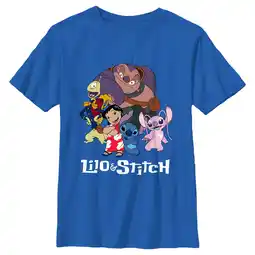 Walmart Boy's Lilo & Stitch Crew Logo Graphic Tee Royal Blue Small offer