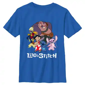 Walmart Boy's Lilo & Stitch Crew Logo Graphic Tee Royal Blue Small offer