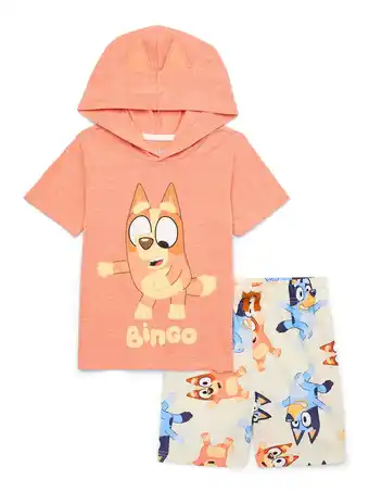 Walmart Bluey Toddler Boys Bingo Cosplay Hooded Tee and Shorts Set, 2-Piece, Sizes 2T-5T offer