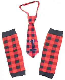 Walmart 1st Birthday Boy Outfit Lumberjack Cake Smash Baby Set Buffalo Plaid Necktie Leg Warmers offer