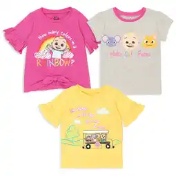 Walmart CoComelon JJ Infant Baby Girls 3 Pack T-Shirts Infant to Toddler offer
