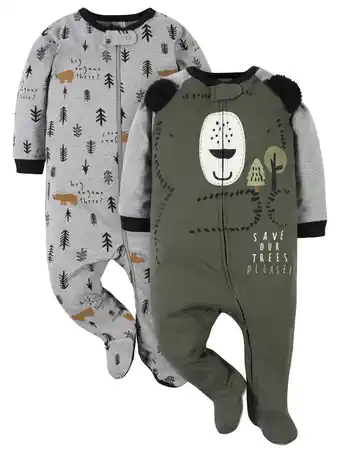 Walmart Gerber Baby Neutral Sleep ´N Play Footed Pajamas, 2-Pack, Sizes Preemie - 6/9 Months offer