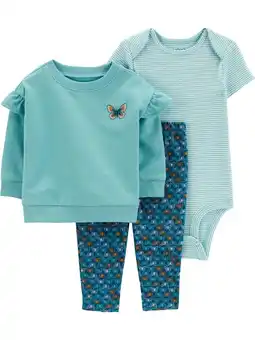 Walmart Carter's Child of Mine Baby Girl Outfit Set, 3-Piece, Sizes 0/3-24 Months offer