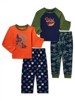 Walmart Cozy Jams Boys Long Sleeve Tops and Pants Pajama Sleep Set, 4-Piece, Sizes 4-12 offer