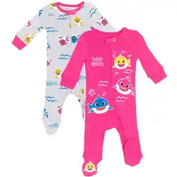 Walmart Pinkfong Baby Shark 2 Pack Zip Up Sleep N' Play Coveralls Newborn to Infant offer